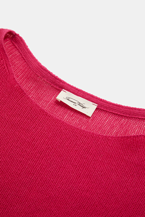 Fuchsia Boat Neck Women's Sweatshirt 3