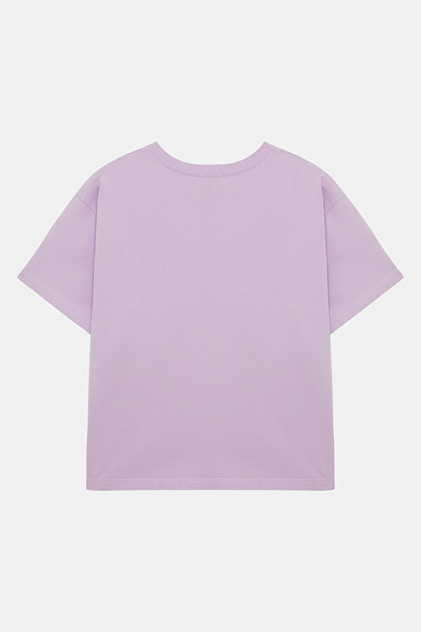 Lila Bisiklet Yaka Kadın T-Shirt 2