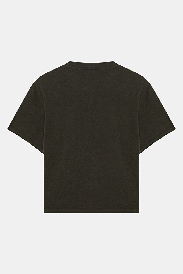 Haki Bisiklet Yaka Kadın T-Shirt 2