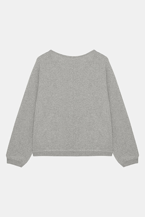 Dark Grey Boat Neck Women's Sweatshirt 2