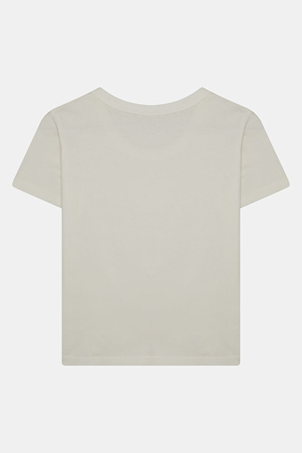 Beyaz Bisiklet Yaka Kadın T-Shirt 2