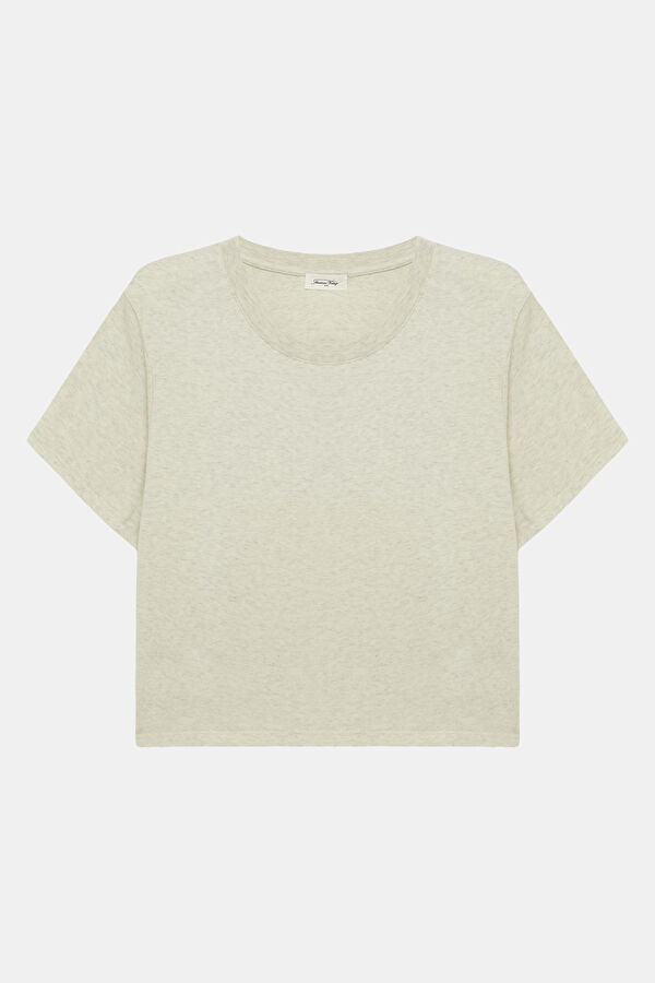 Bej Bisiklet Yaka Kadın T-Shirt