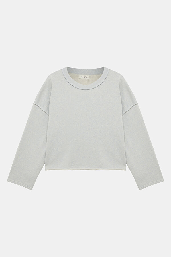 Açık Gri Kayık Yaka Kadın Sweatshirt