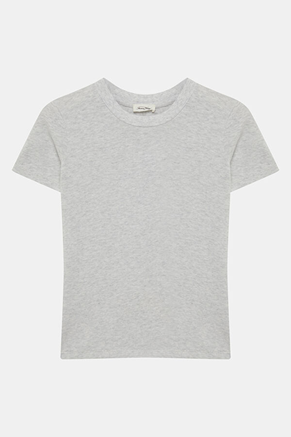 Gri Melanj Bisiklet Yaka Kadın T-Shirt