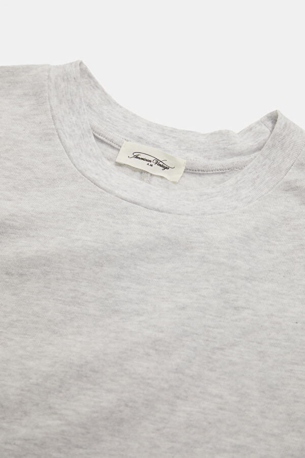 Gri Melanj Bisiklet Yaka Kadın T-Shirt 3