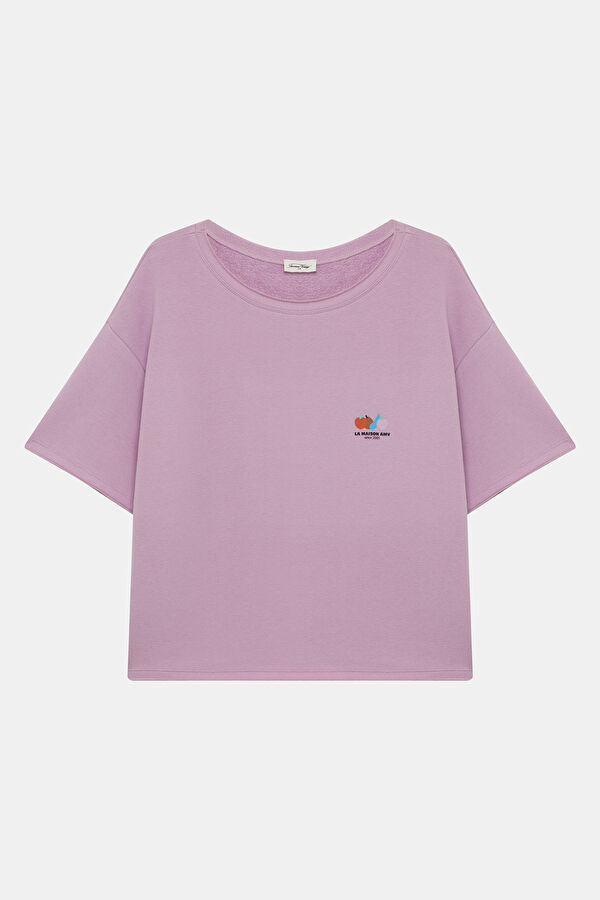 Pembe Bisiklet Yaka Kadın T-Shirt