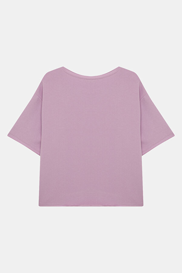Pembe Bisiklet Yaka Kadın T-Shirt 2