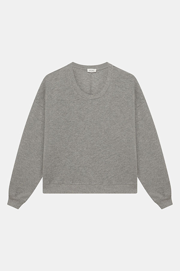 Gri Bisiklet Yaka Kadın Sweatshirt