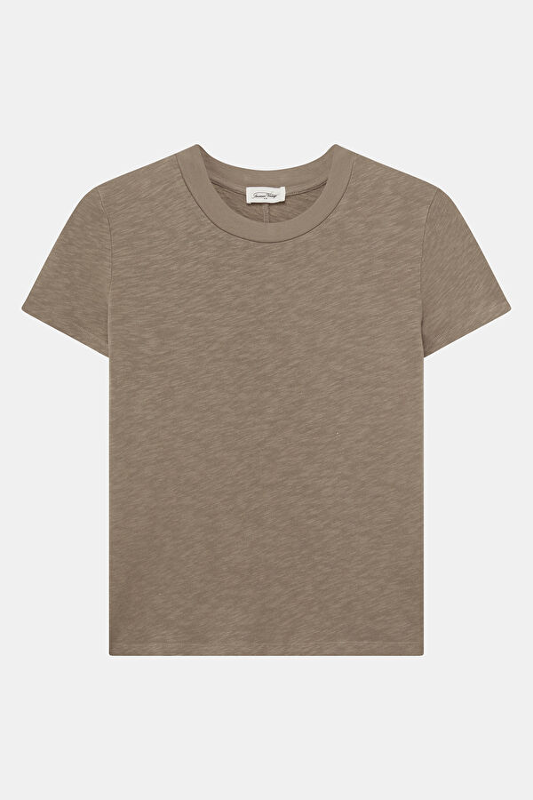 Kahve Bisiklet Yaka Kadın T-Shirt