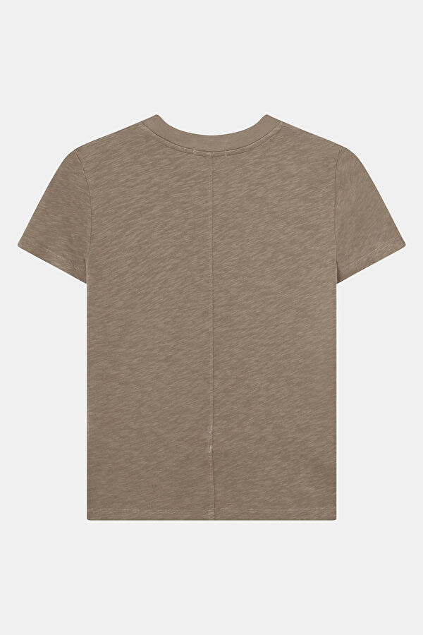 Kahve Bisiklet Yaka Kadın T-Shirt 2