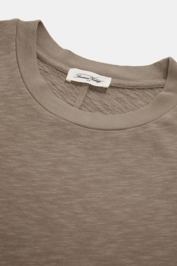 Kahve Bisiklet Yaka Kadın T-Shirt 3