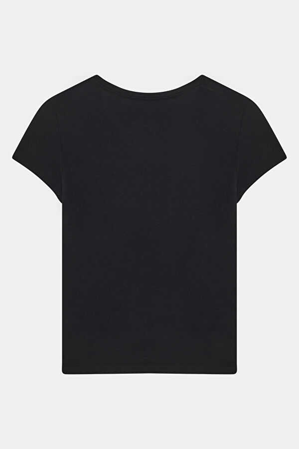 Siyah Kayık Yaka Kadın T-Shirt 2