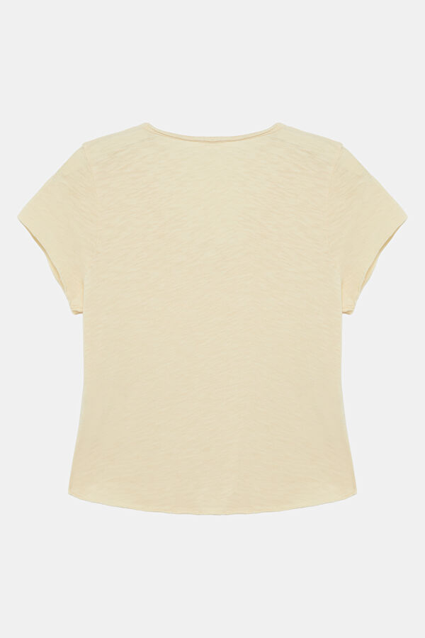 Açık Sarı V Yaka Kadın T-Shirt 2