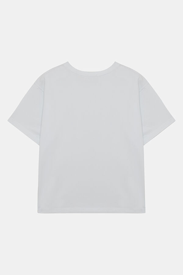 Beyaz Bisiklet Yaka Kadın T-Shirt 2