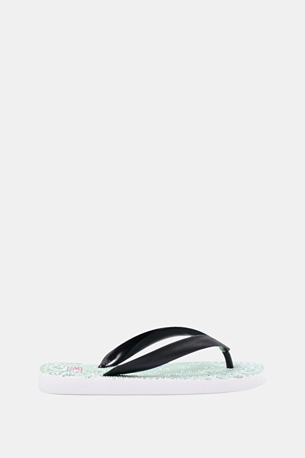 Green Patterned Kids Slippers