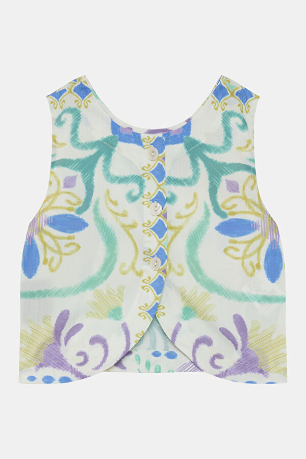 Multicolored Patterned Sleeveless Children's Blouse