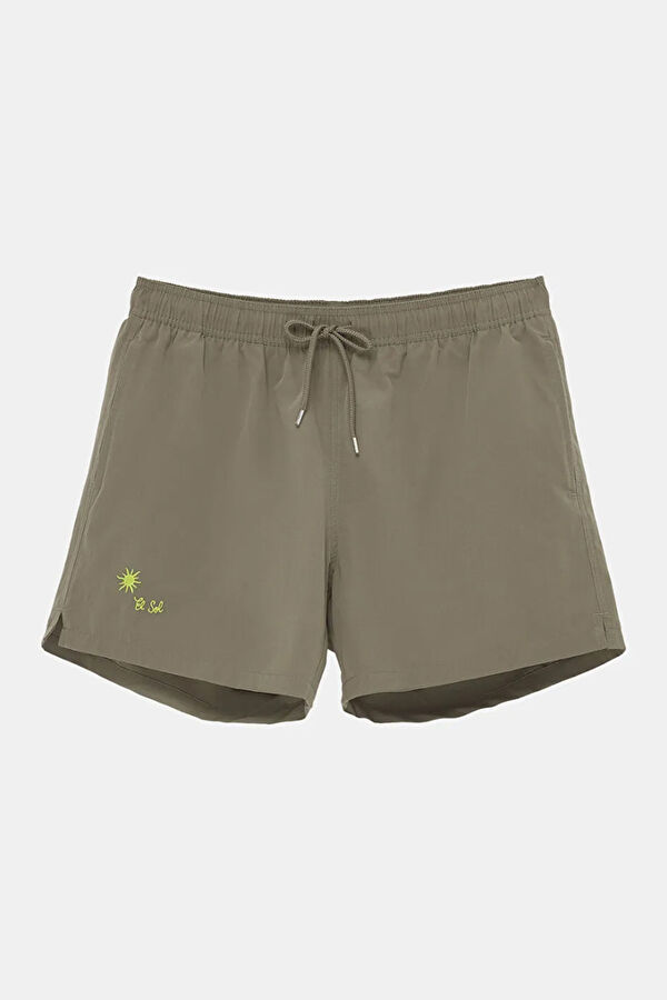 Green Embroidered Men's Swimsuit