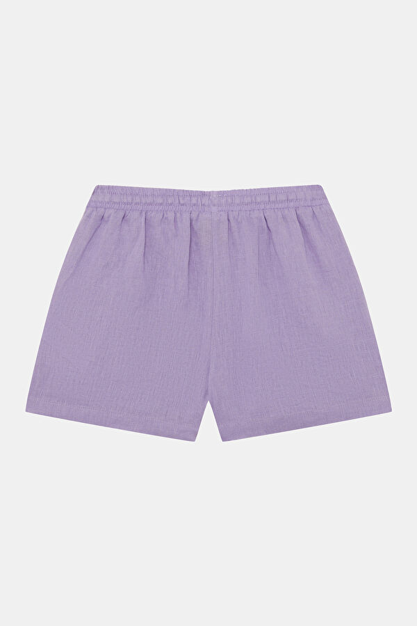 Lilac Embroidered Linen Children's Shorts 2