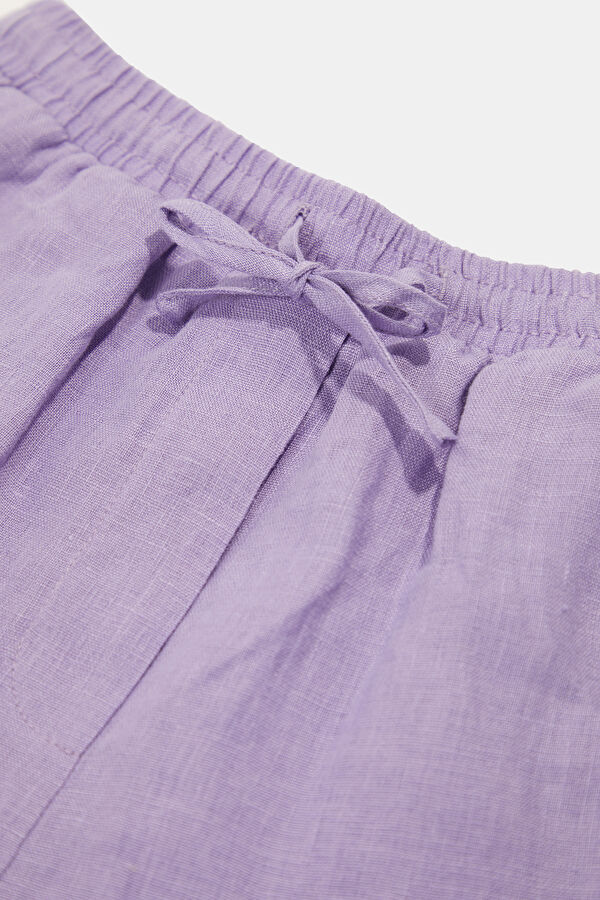Lilac Embroidered Linen Children's Shorts 3