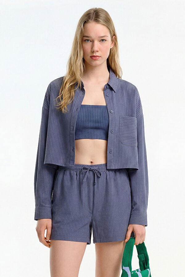 Anthracite Striped Women's Shirt