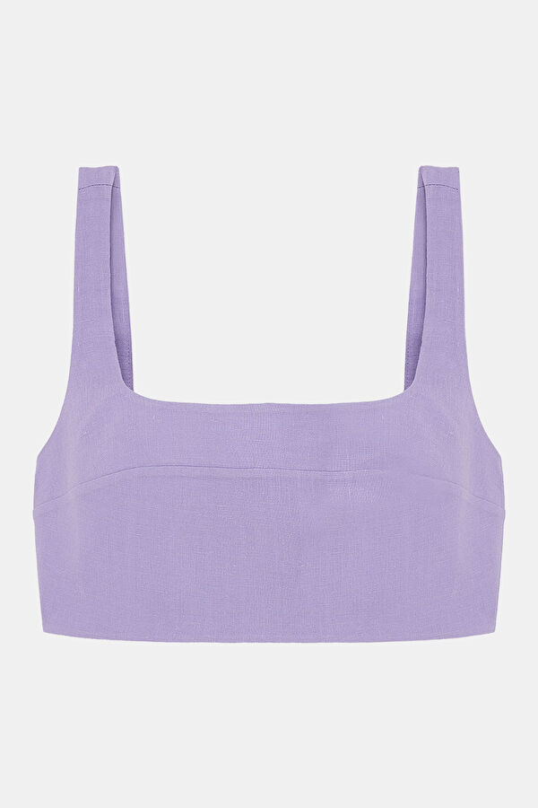 Lilac Strappy Linen Women's Blouse