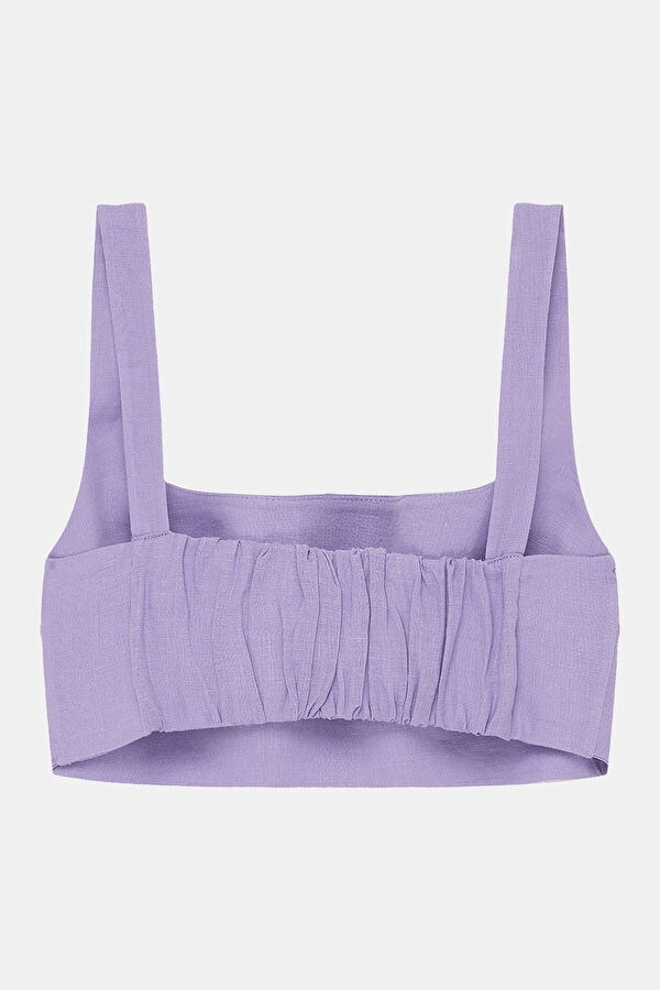 Lilac Strappy Linen Women's Blouse 2