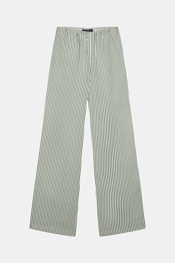 Haki Wide Leg Kadın Pantolon