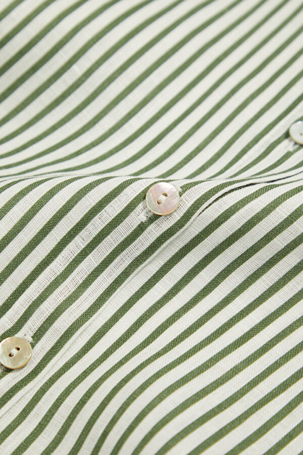 Khaki Striped Patterned Women's Shirt 4