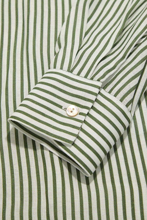 Khaki Striped Patterned Women's Shirt 6