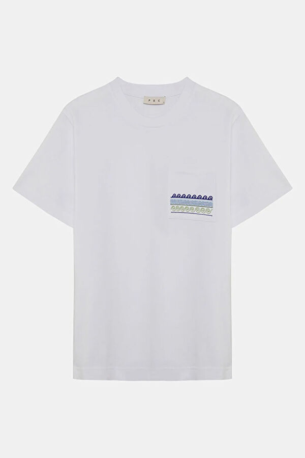 White Embroidered Men's T-Shirt