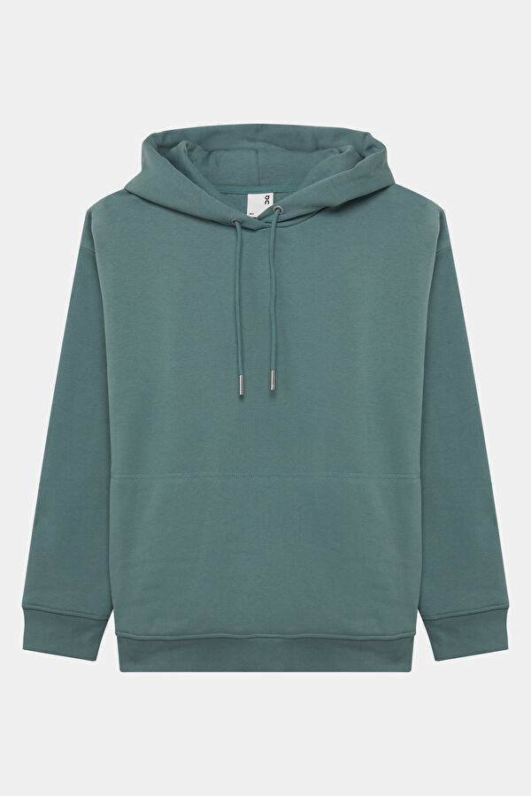 Yeşil Relax Kalıp Kapuşonlu Sweatshirt