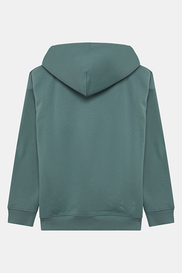 Yeşil Relax Kalıp Kapuşonlu Sweatshirt 2
