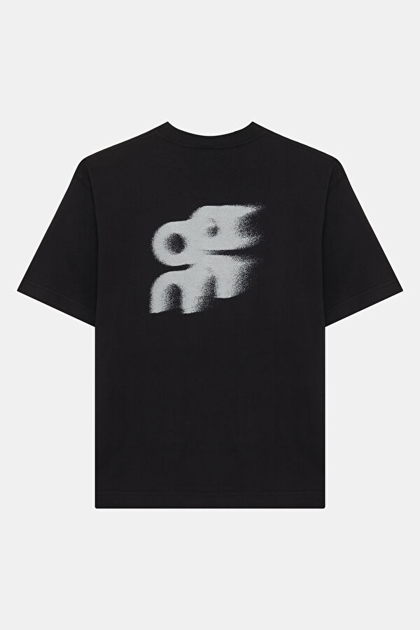 Club-T Volt Relax Kalıp Siyah Bisiklet Yaka Baskılı Erkek T-Shirt 2