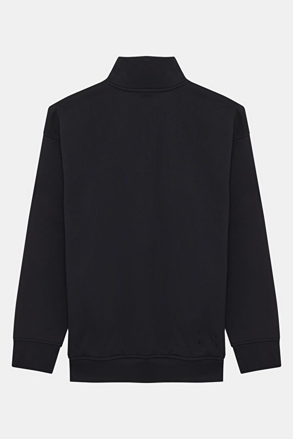 Black Relax Fit Stand-Up Collar Men's Sweatshirt 2
