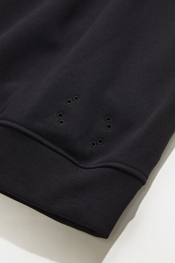 Black Relax Fit Stand-Up Collar Men's Sweatshirt 5