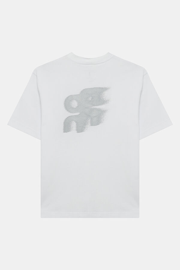 Club-T Volt Relax Kalıp Beyaz Bisiklet Yaka Baskılı Erkek T-Shirt 2
