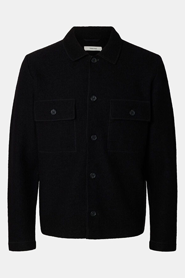 Black Wool Knit Men's Cardigan