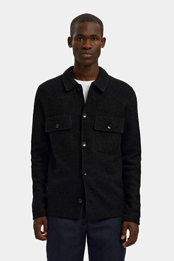 Black Wool Knit Men's Cardigan 2