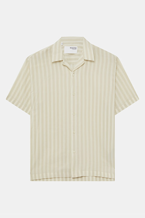Relax Fit Ecru Resort Collar Men's Shirt
