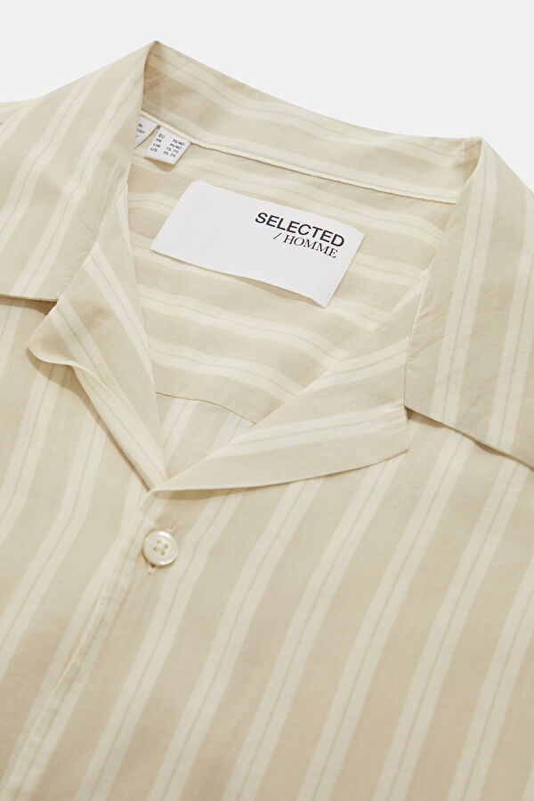 Relax Fit Ecru Resort Collar Men's Shirt 3