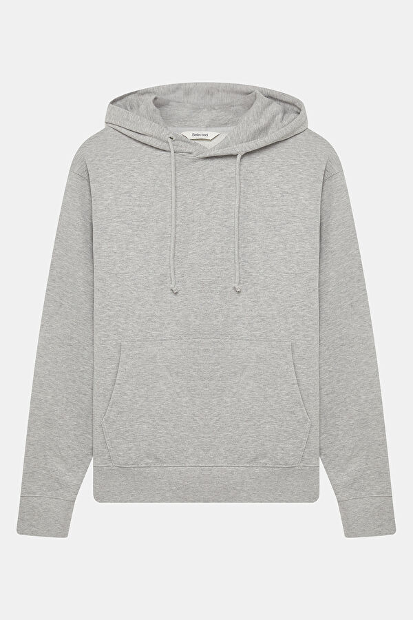 Gri Relax Kalıp Kapuşonlu Erkek Sweatshirt
