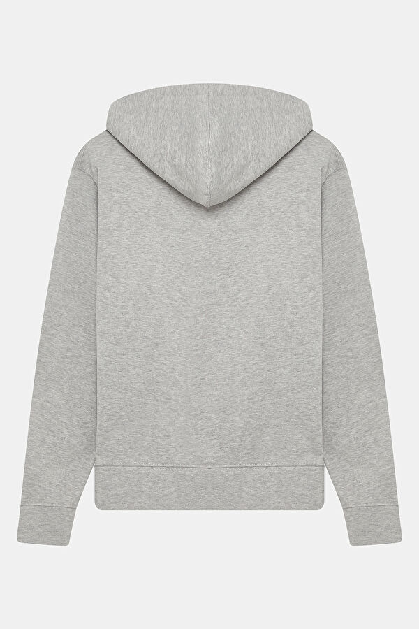 Gri Relax Kalıp Kapuşonlu Erkek Sweatshirt 2