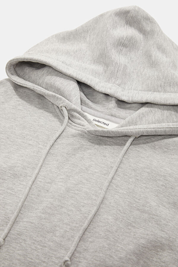 Gri Relax Kalıp Kapuşonlu Erkek Sweatshirt 3