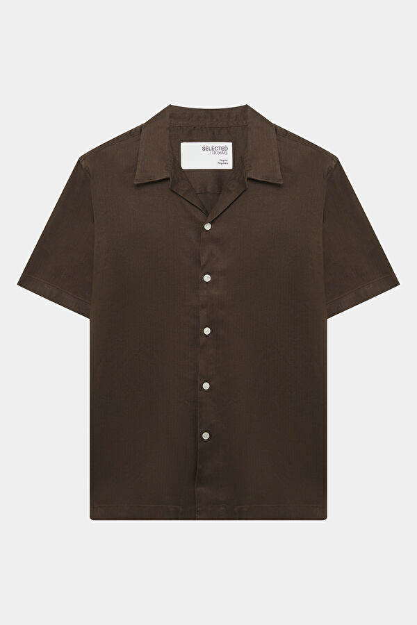 Relax Fit Brown Resort Collar Men's Shirt