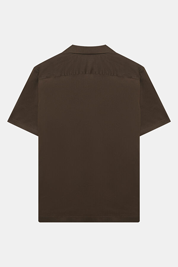 Relax Fit Brown Resort Collar Men's Shirt 2