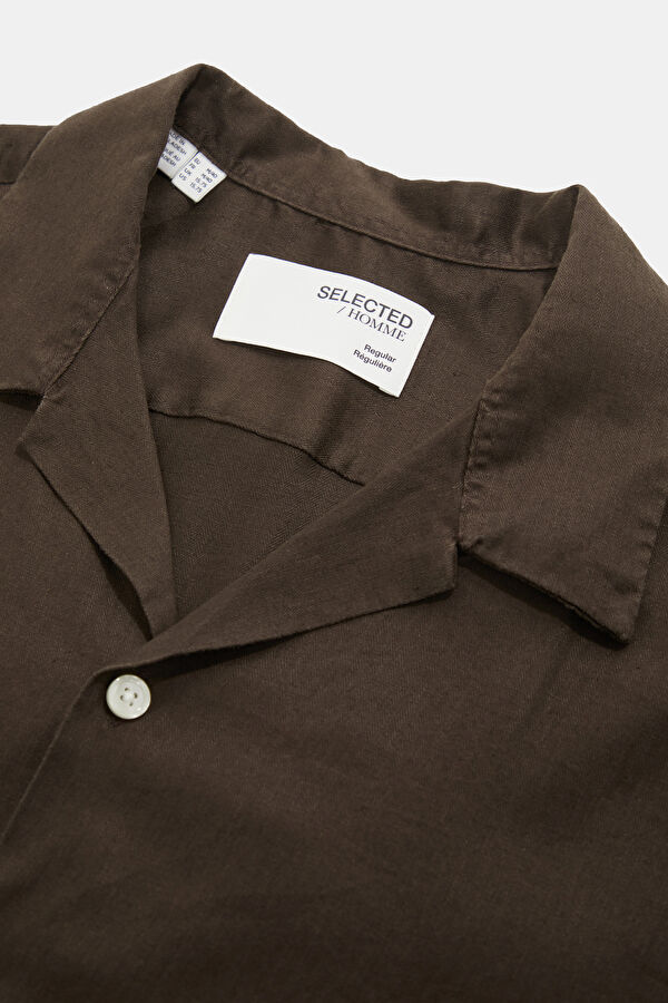 Relax Fit Brown Resort Collar Men's Shirt 3