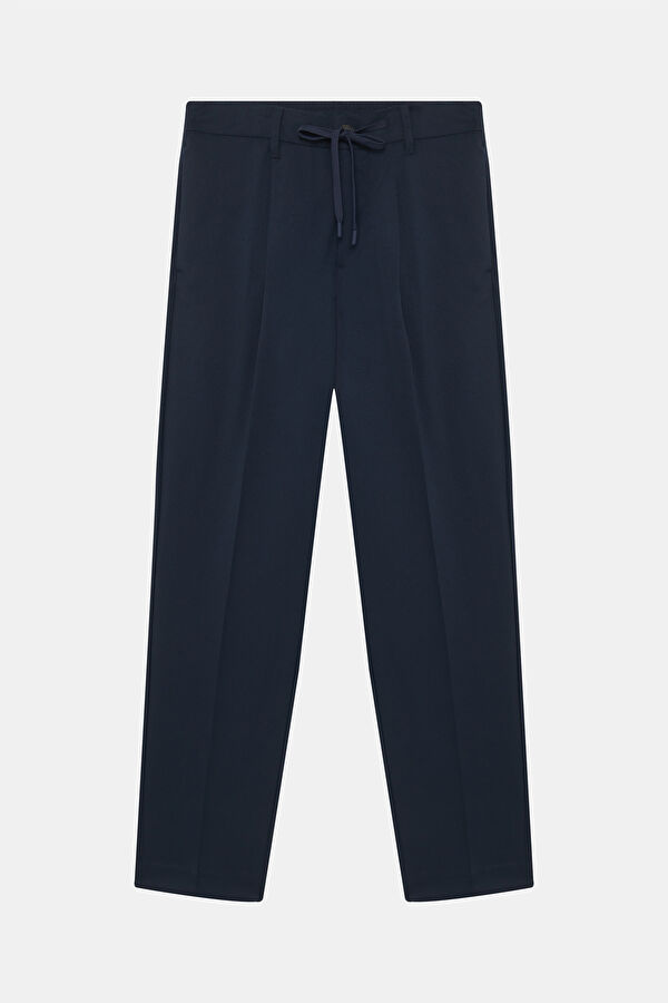 Relax Fit Navy Blue Straight Leg Men's Trousers