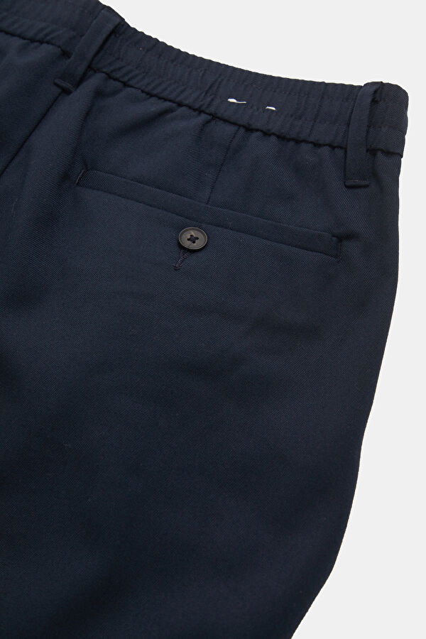 Relax Fit Navy Blue Straight Leg Men's Trousers 4