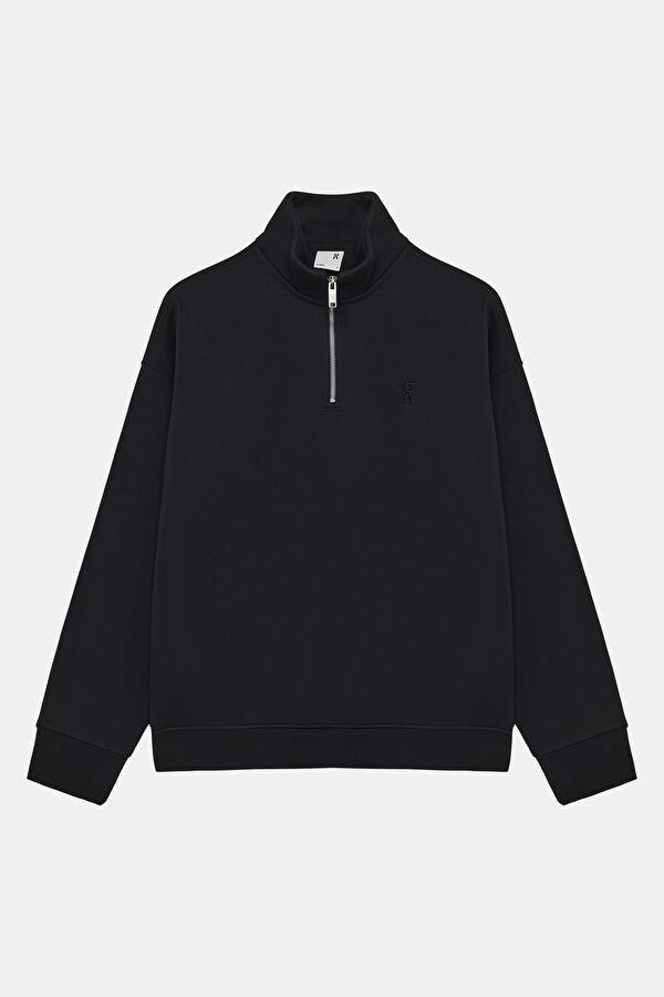 Siyah Dik Yaka Kadın Sweatshirt