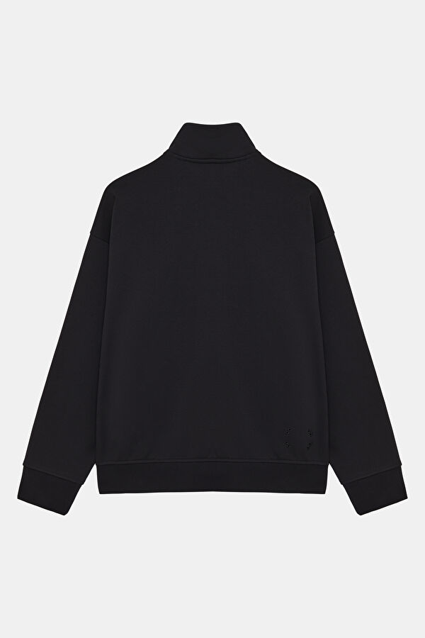 Siyah Dik Yaka Kadın Sweatshirt 2